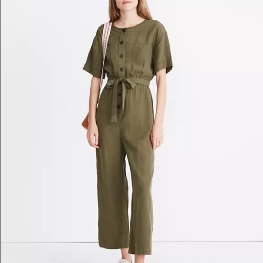 Madewell Short-Sleeve Belted Jumpsuit